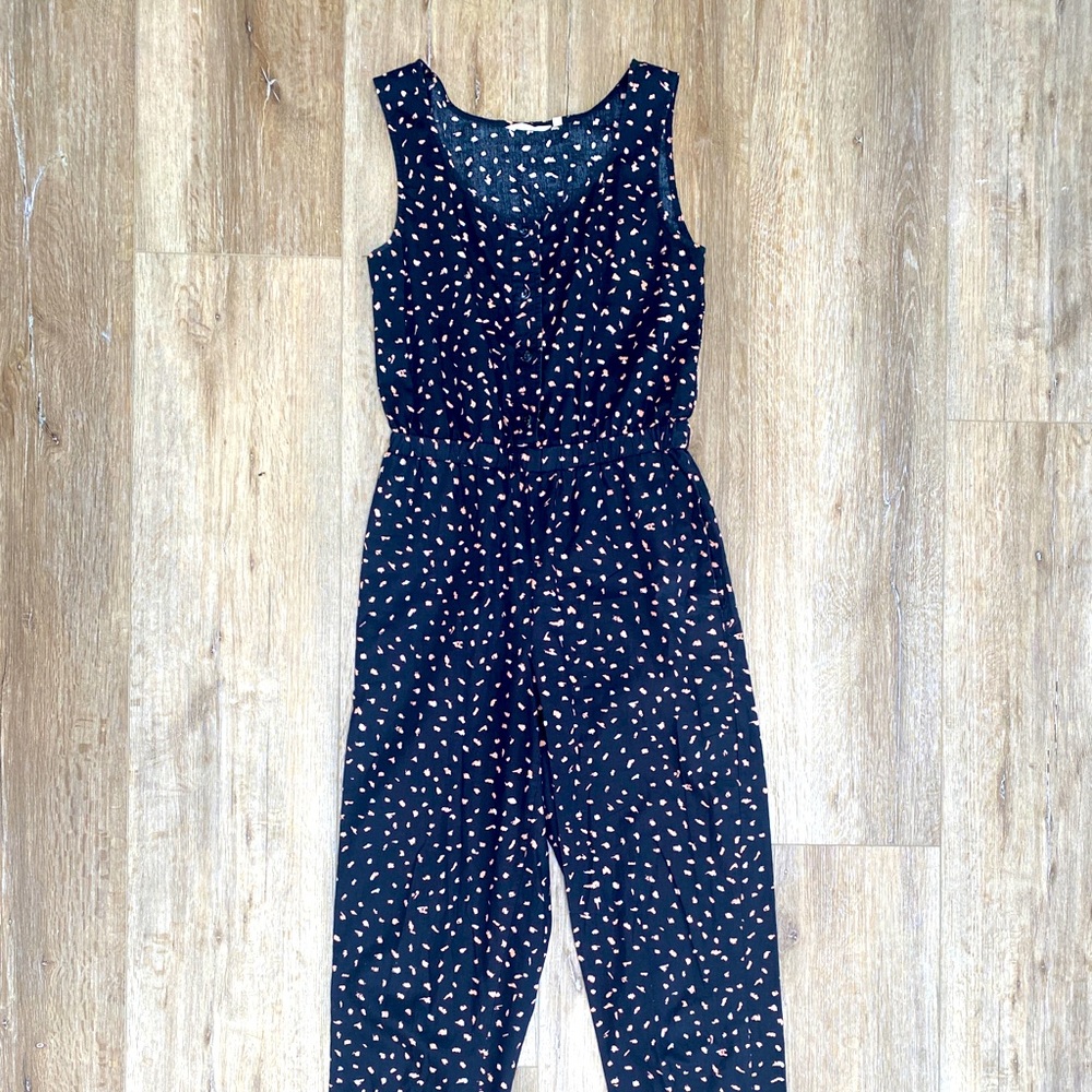 Black and pink and white polka dot jumpsuit